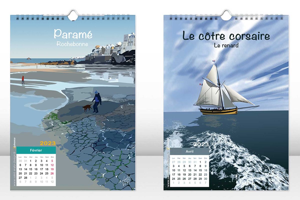 LA MER DE SAINT-MALO calendrier mural 2023 A4